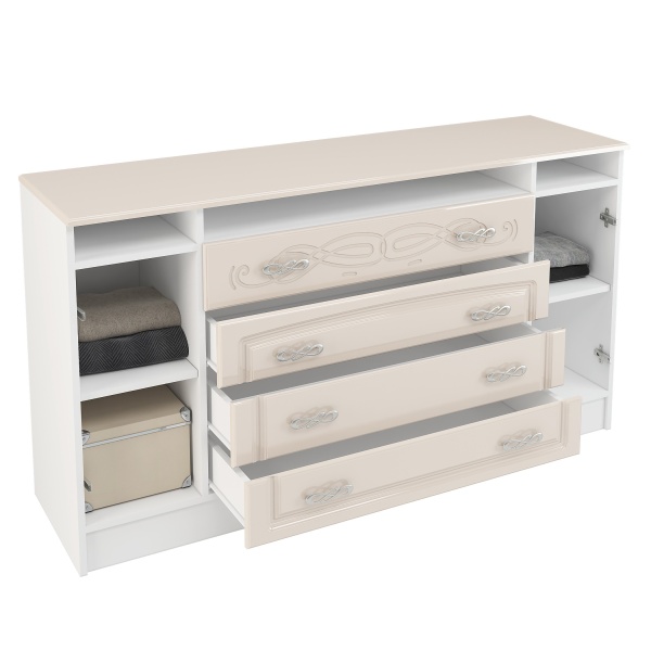 ТВ-Тумба-Комод Венесуэла МДФ/Жемчуг Глянец (Ш-1500 х В-820 х Г-420 мм)