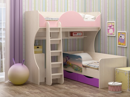 Детская Кровать-Чердак Боско-10 МДФ (Ш-1832 x В-1800  x Г-1120 мм/сп.место 800 х 1800 мм/Разные Цвета